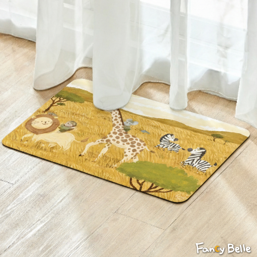義大利Fancy Belle X Mandie Kuo《曠野之旅》抗菌可水洗軟式珪藻土強效吸水地墊 60*39CM