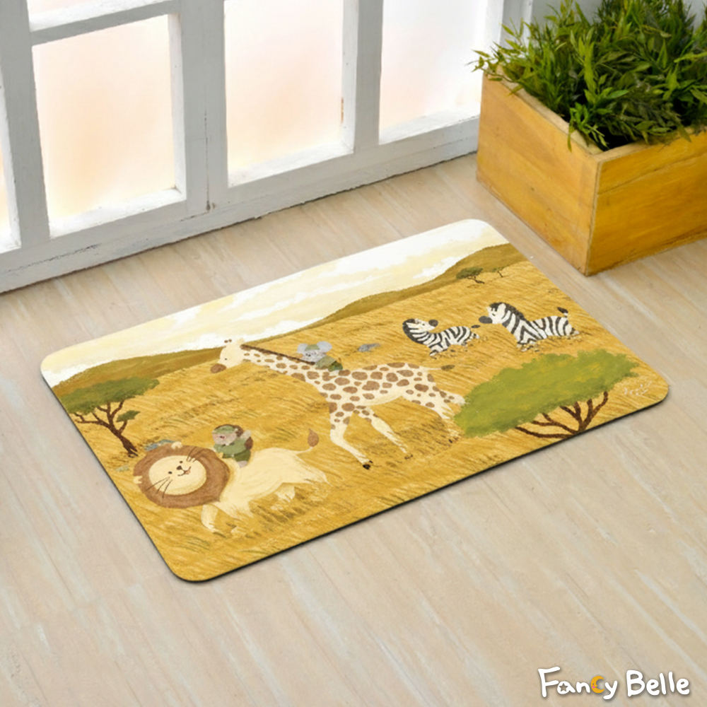 義大利Fancy Belle X Mandie Kuo《曠野之旅》抗菌可水洗軟式珪藻土強效吸水地墊 60*39CM