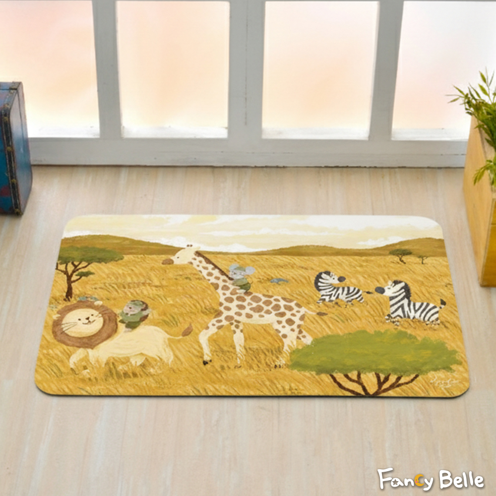 義大利Fancy Belle X Mandie Kuo《曠野之旅》抗菌可水洗軟式珪藻土強效吸水地墊 60*39CM