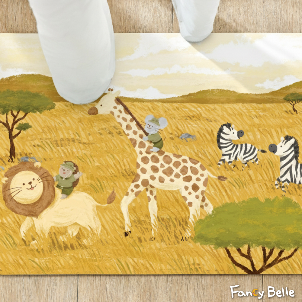 義大利Fancy Belle X Mandie Kuo《曠野之旅》抗菌可水洗軟式珪藻土強效吸水地墊 60*39CM