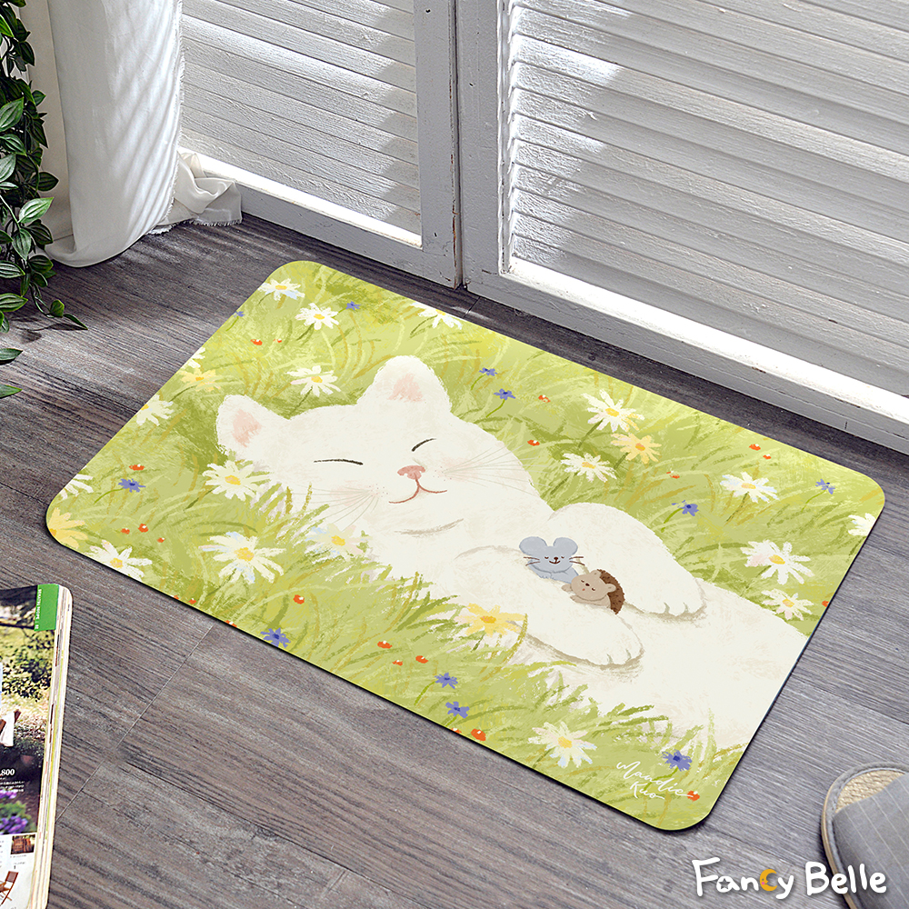 義大利Fancy Belle X Mandie Kuo《草原午睡曲》抗菌可水洗軟式珪藻土強效吸水地墊 60*39CM