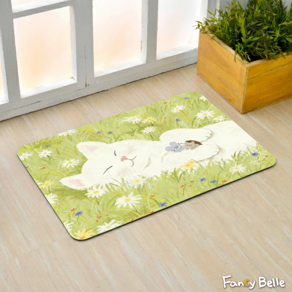 義大利Fancy Belle X Mandie Kuo《草原午睡曲》抗菌可水洗軟式珪藻土強效吸水地墊 60*39CM