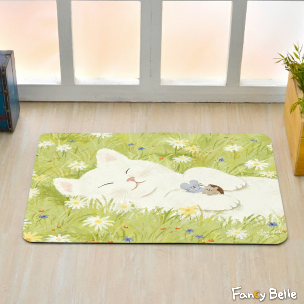 義大利Fancy Belle X Mandie Kuo《草原午睡曲》抗菌可水洗軟式珪藻土強效吸水地墊 60*39CM