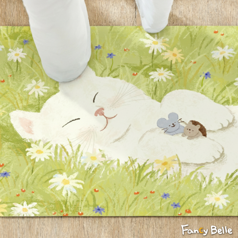義大利Fancy Belle X Mandie Kuo《草原午睡曲》抗菌可水洗軟式珪藻土強效吸水地墊 60*39CM