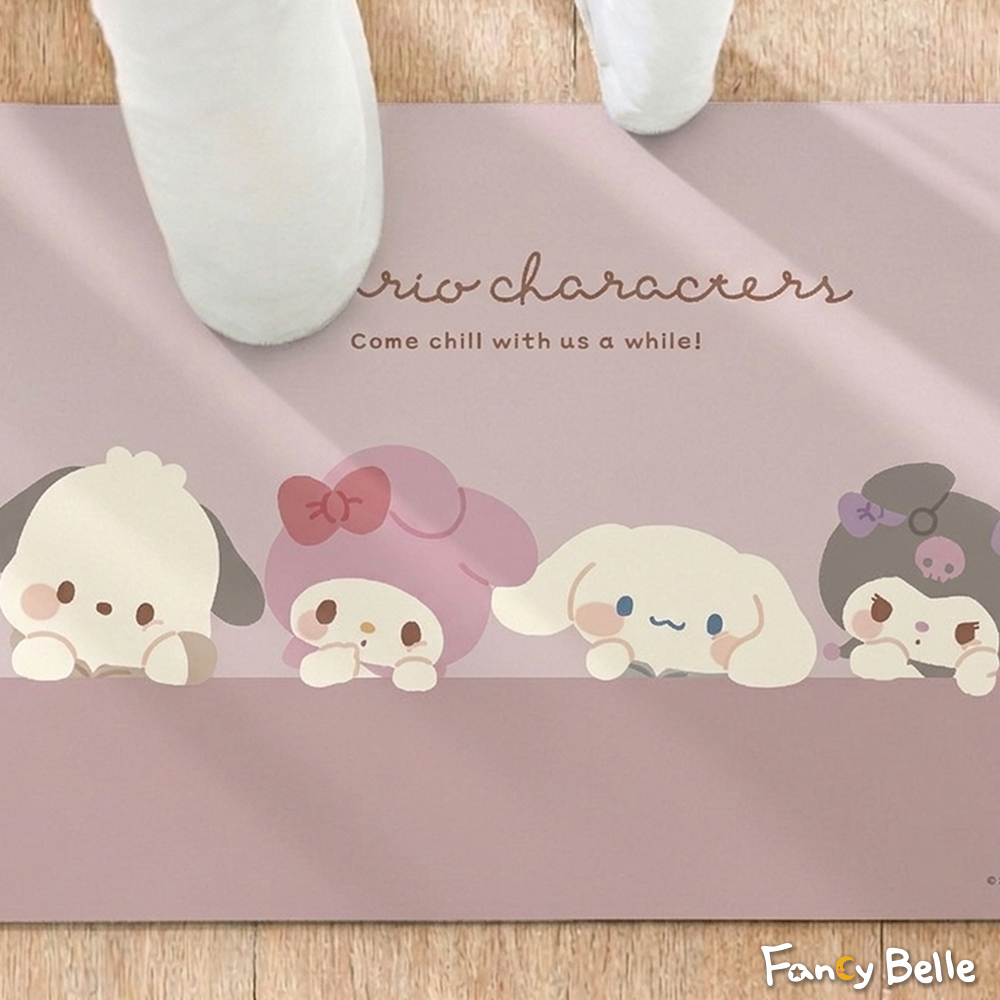 義大利Fancy Belle《Sanrio-暖心萌伴》抗菌可水洗軟式珪藻土強效吸水地墊 60*39CM