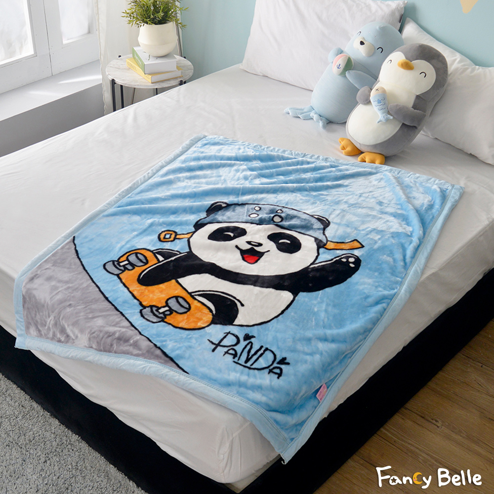 義大利Fancy Belle《滑板胖達》雙層雪芙絨兒童厚毯105*130CM