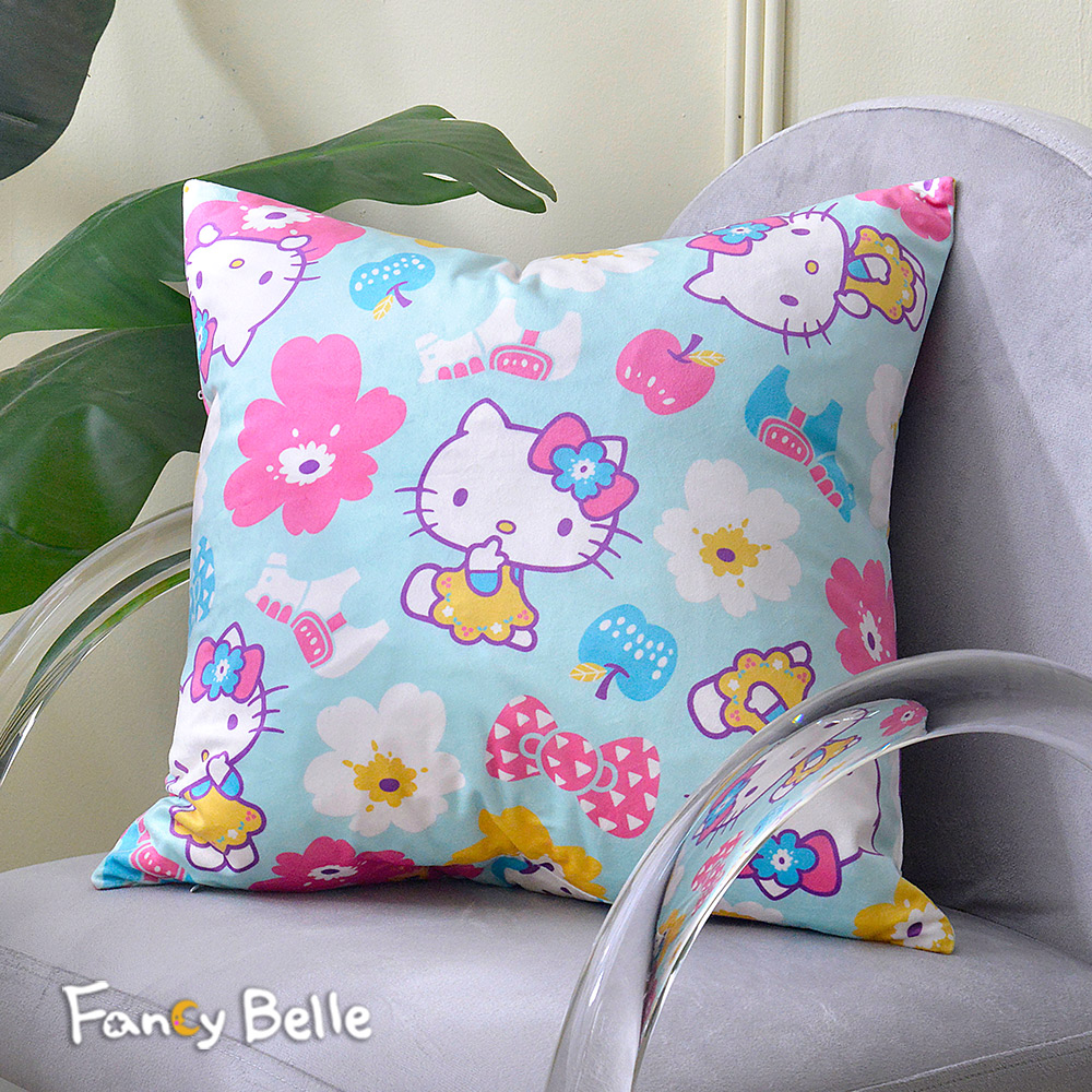 義大利Fancy Belle《Sanrio-HELLO KITTY北歐花園》麂皮靠墊 45*45CM