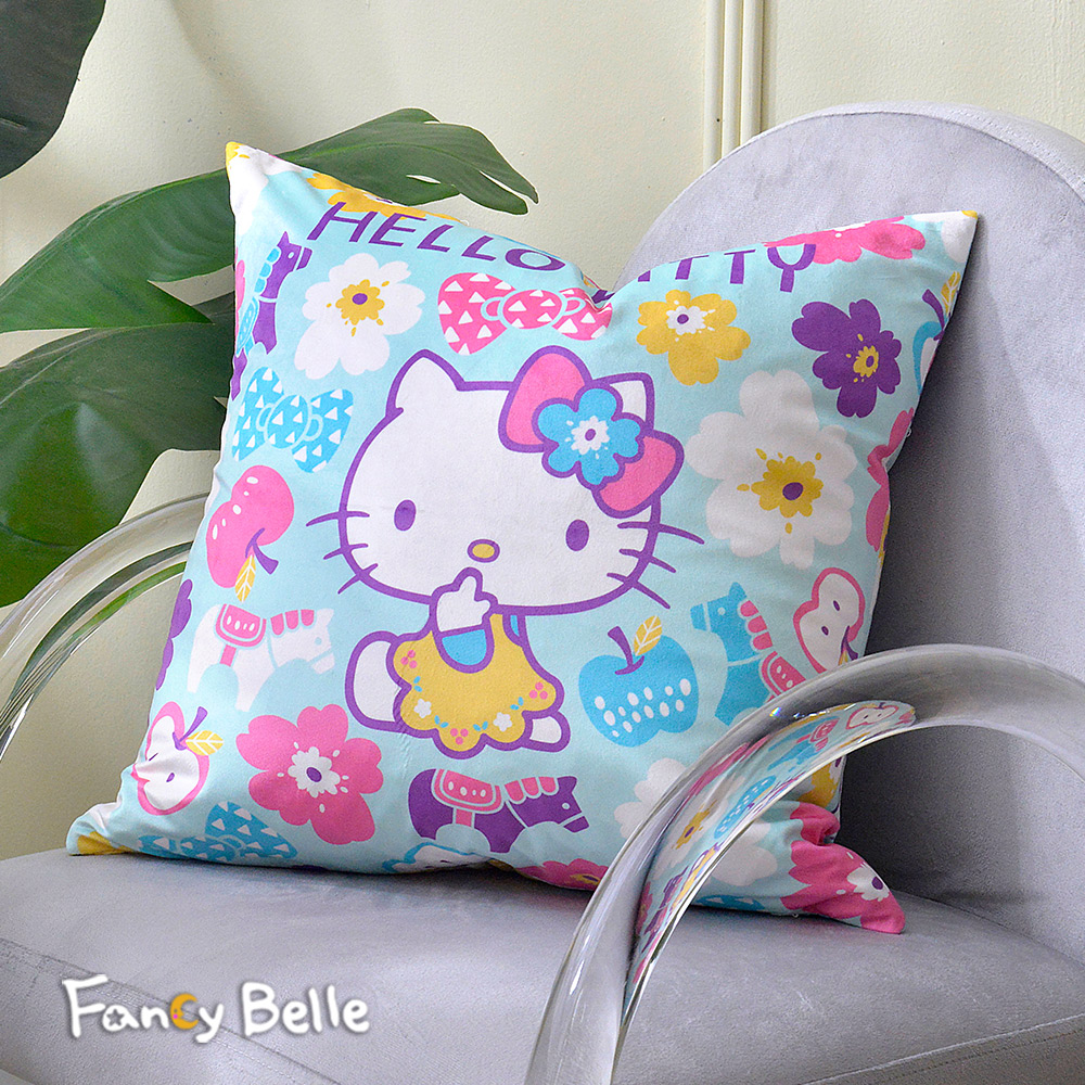 義大利Fancy Belle《Sanrio-HELLO KITTY北歐花園》麂皮靠墊 45*45CM