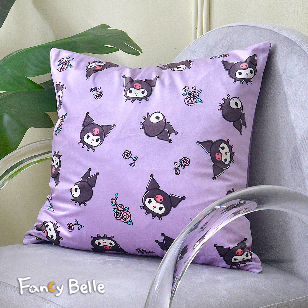 義大利Fancy Belle《Sanrio-玫瑰KUROMI》麂皮靠墊 45*45CM