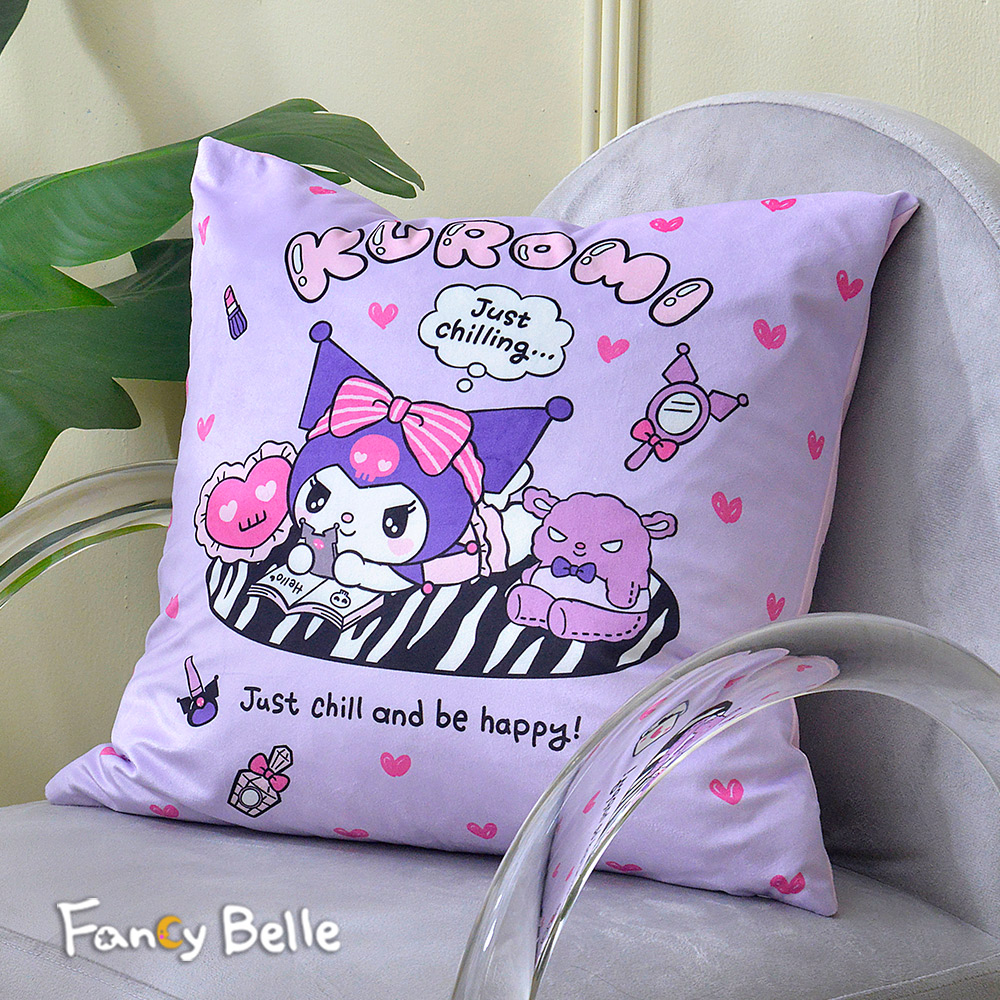 義大利Fancy Belle《Sanrio-KUROMI悠閒時光》麂皮靠墊 45*45CM