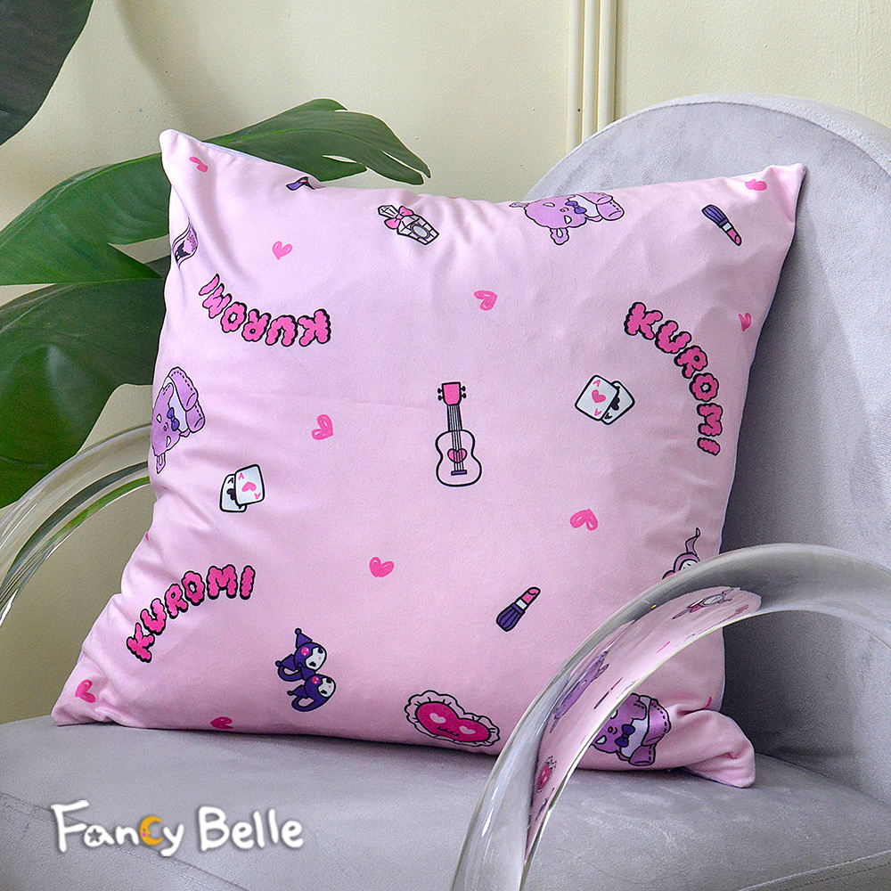 義大利Fancy Belle《Sanrio-KUROMI悠閒時光》麂皮靠墊 45*45CM