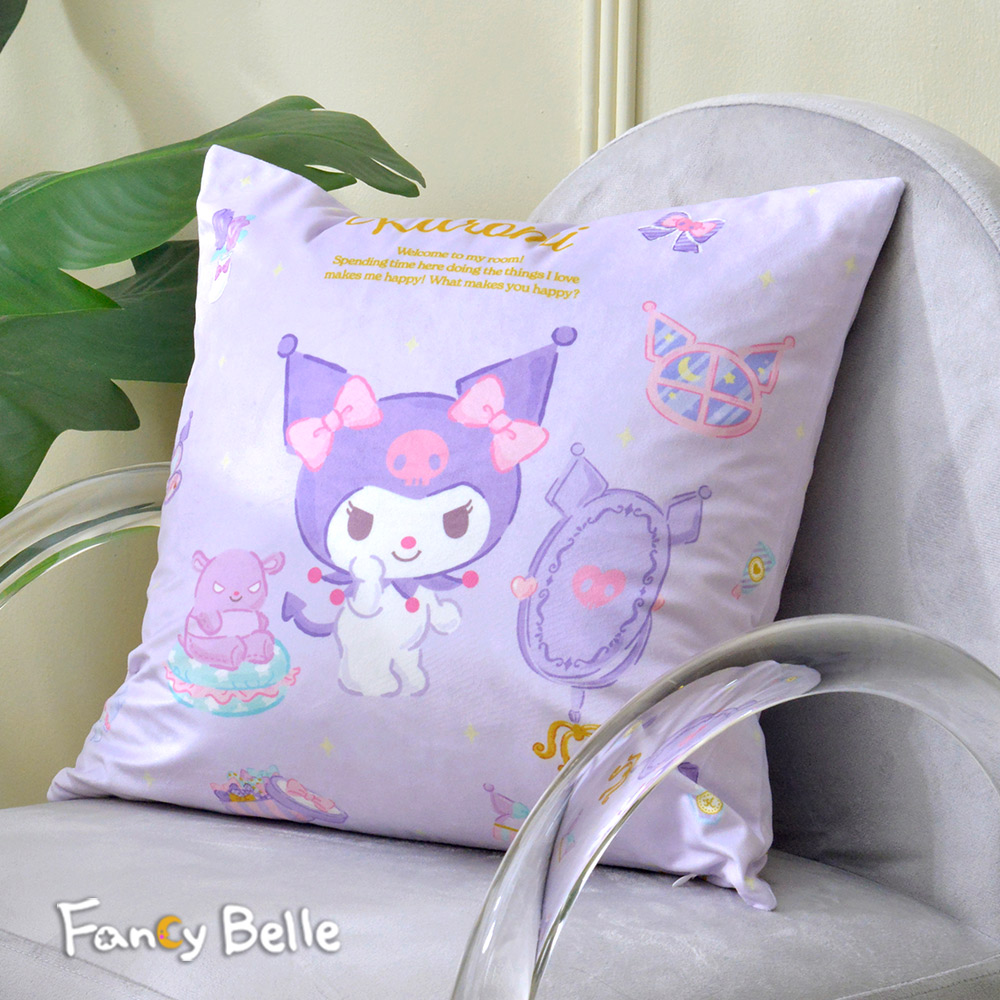 義大利Fancy Belle《Sanrio-魔鏡KUROMI》麂皮靠墊 45*45CM