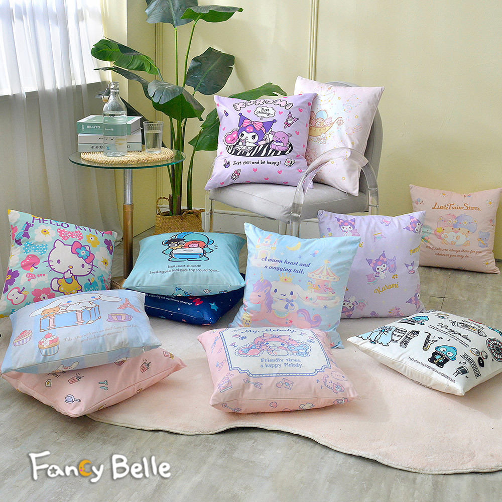 義大利Fancy Belle《Sanrio-雙星仙子可愛星河》麂皮靠墊 45*45CM