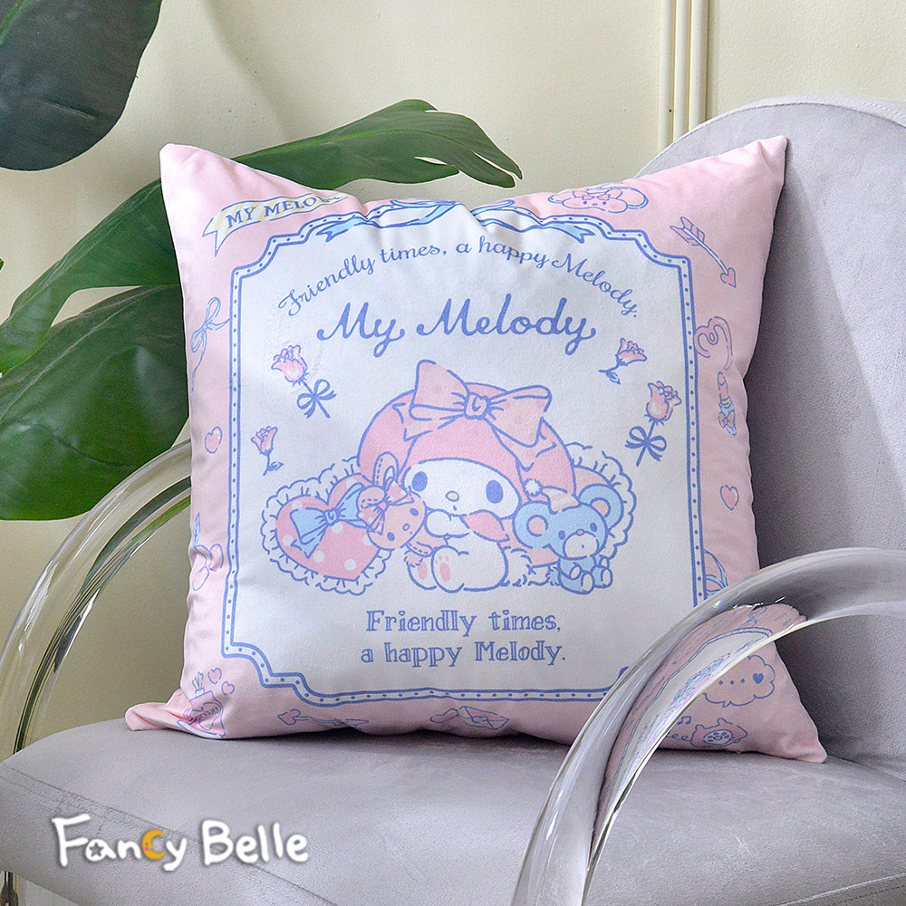 義大利Fancy Belle《Sanrio-夢幻甜心美樂蒂》麂皮靠墊 45*45CM