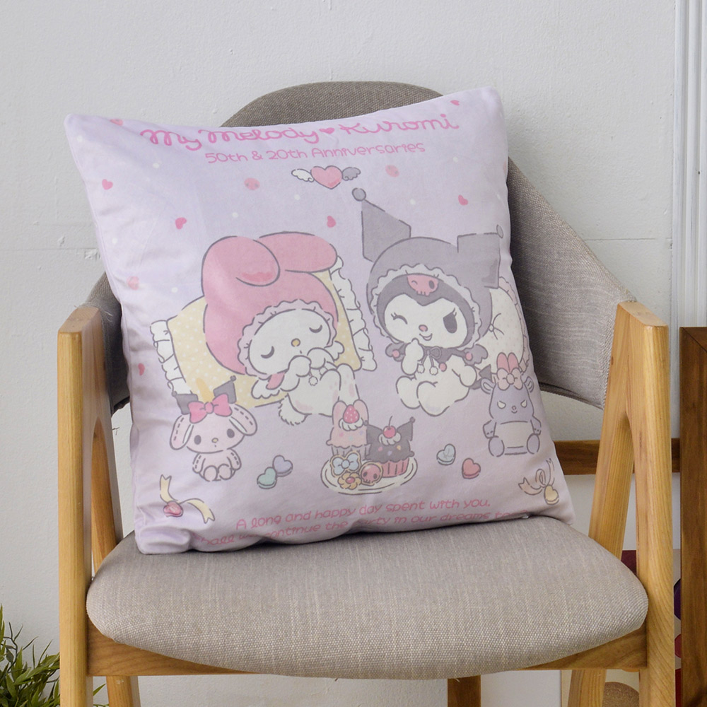 義大利Fancy Belle《Sanrio-My Melody & KUROMI白粉天使》麂皮靠墊 45*45CM