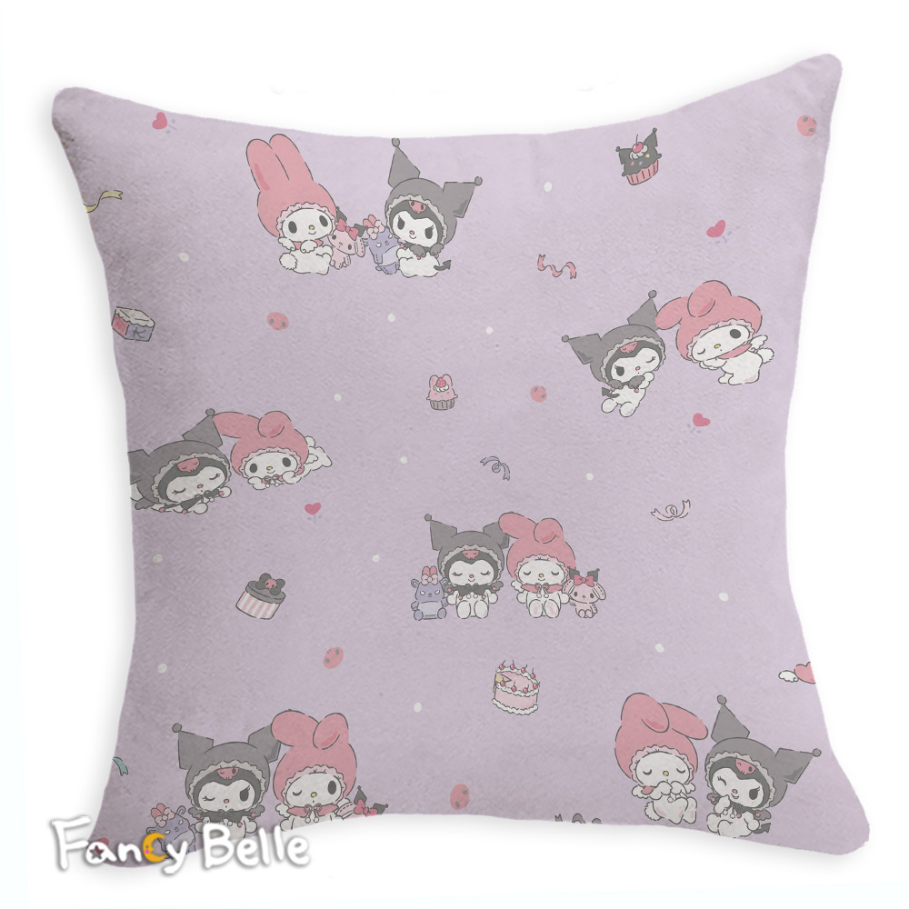 義大利Fancy Belle《Sanrio-My Melody & KUROMI白粉天使》麂皮靠墊 45*45CM