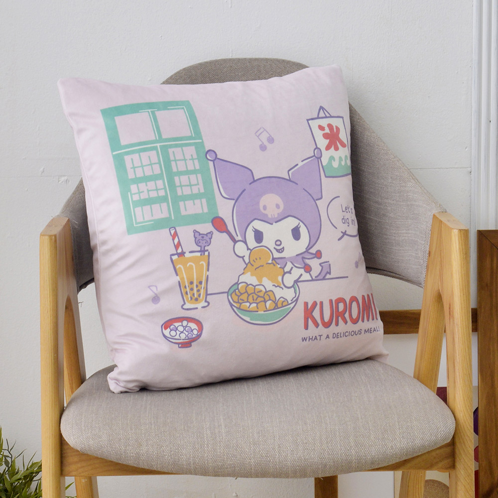 義大利Fancy Belle《Sanrio-KUROMI冰果室》麂皮靠墊 45*45CM