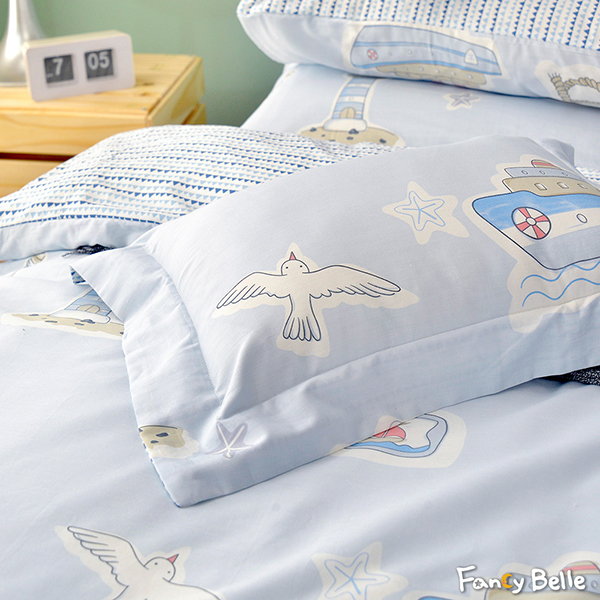 義大利Fancy Belle《飄洋過海》雙人純棉防蹣抗菌吸濕排汗兩用被床包組