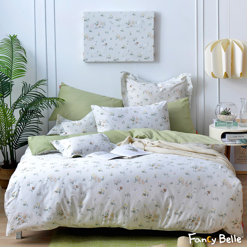 義大利Fancy Belle《仙子物語》加大純棉防蹣抗菌吸濕排汗兩用被床包組
