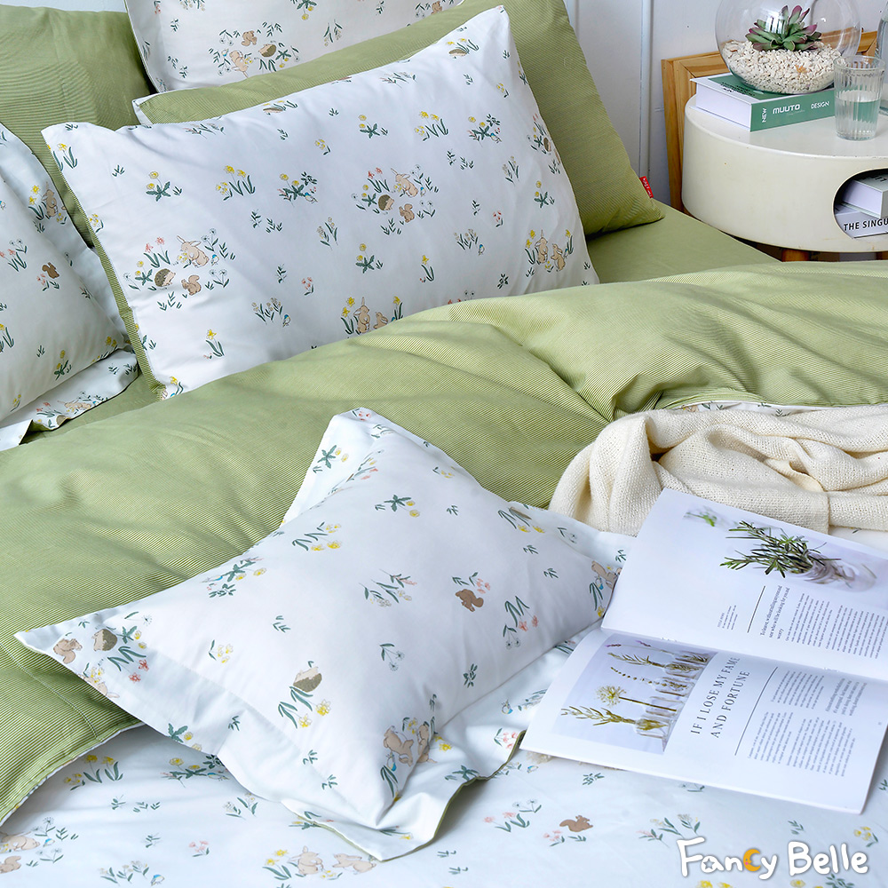 義大利Fancy Belle《仙子物語》加大純棉防蹣抗菌吸濕排汗兩用被床包組