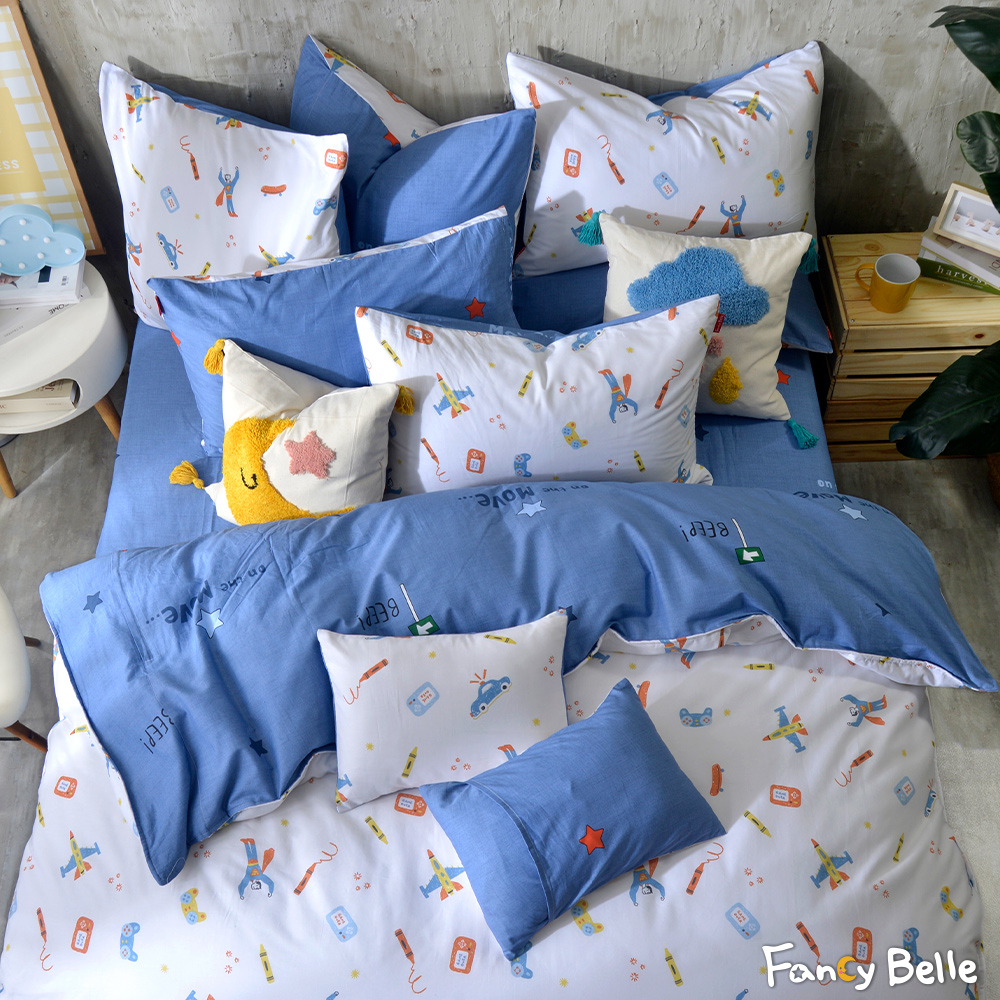 義大利Fancy Belle《冒險超人》單人純棉三件式防蹣抗菌吸濕排汗兩用被床包組