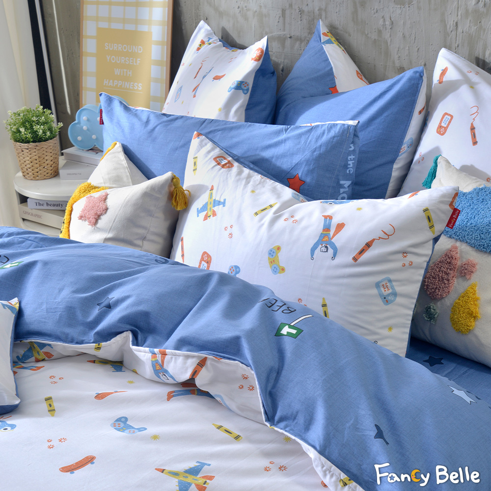 義大利Fancy Belle《冒險超人》單人純棉三件式防蹣抗菌吸濕排汗兩用被床包組