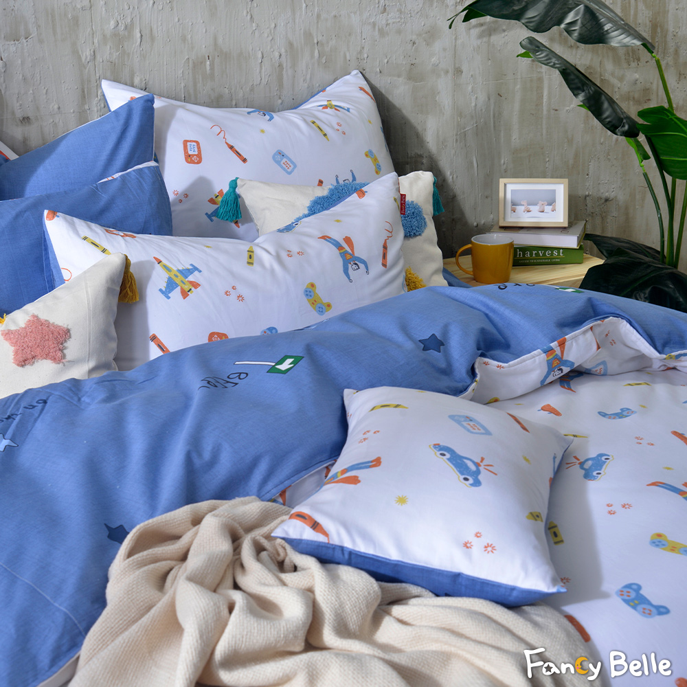 義大利Fancy Belle《冒險超人》單人純棉三件式防蹣抗菌吸濕排汗兩用被床包組