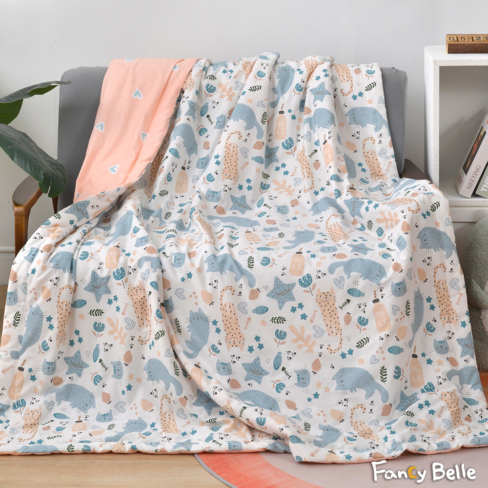 義大利Fancy Belle《早安貓咪》純棉抗菌涼被(5x6.5尺)