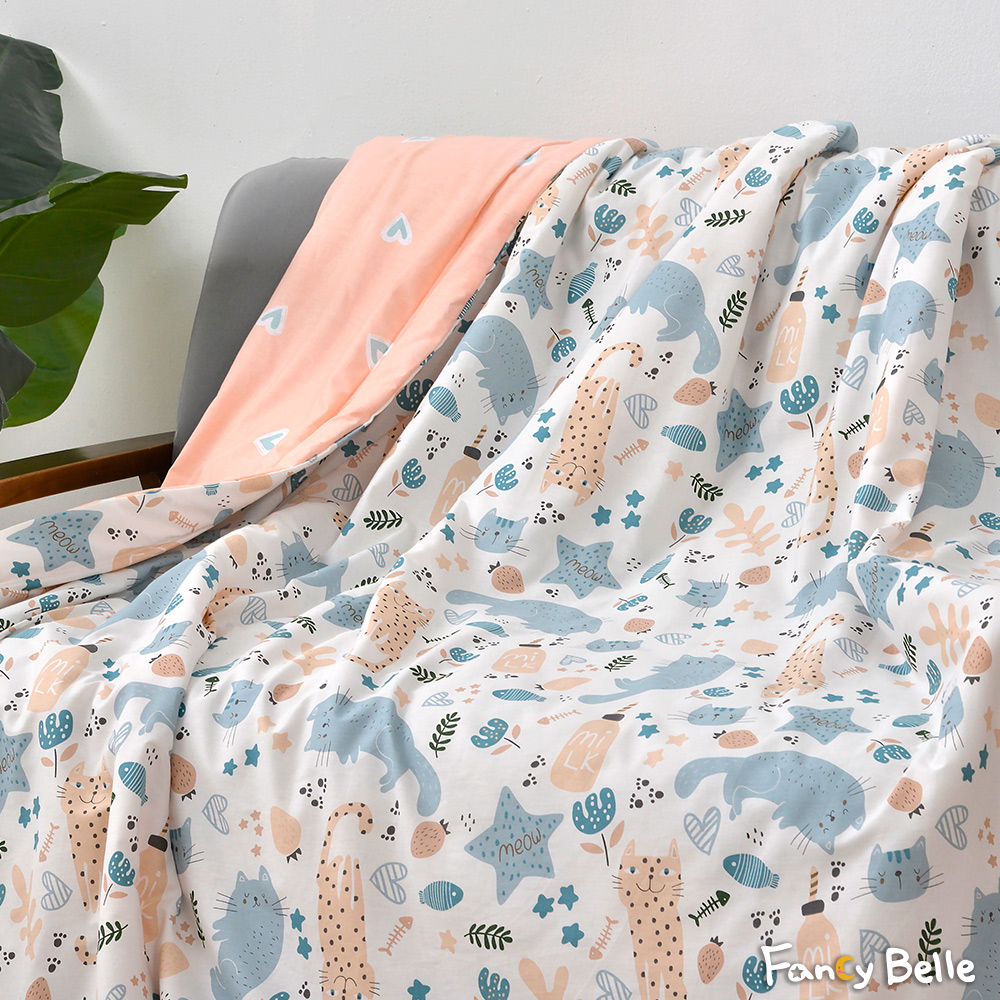 義大利Fancy Belle《早安貓咪》純棉抗菌涼被(5x6.5尺)