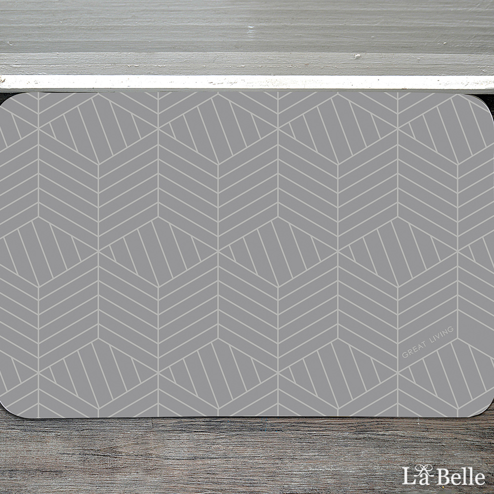 義大利La Belle《灰色幾何》抗菌可水洗軟式珪藻土強效吸水地墊 60*39CM