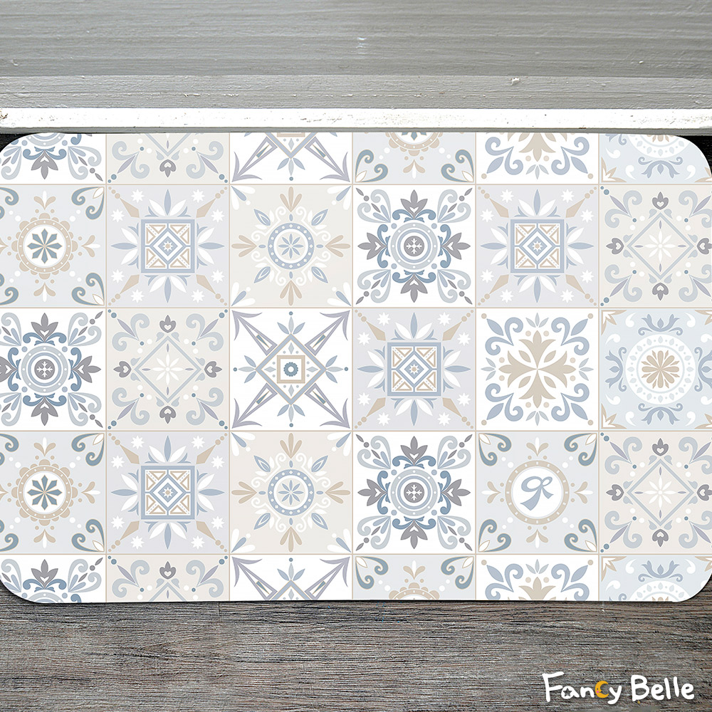 義大利La Belle《西班牙花磚》抗菌可水洗軟式珪藻土強效吸水地墊 60*39CM