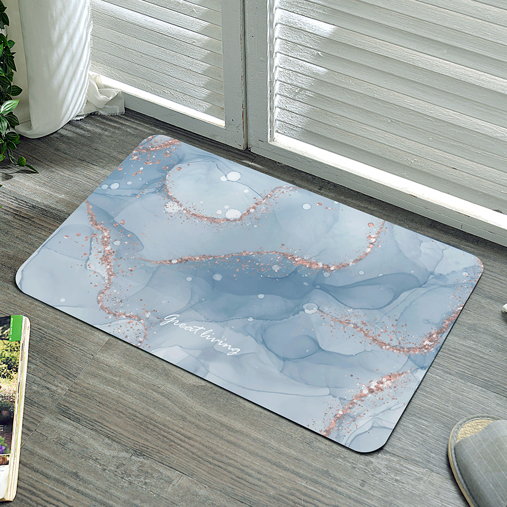 義大利La Belle《雨落光影》抗菌可水洗軟式珪藻土強效吸水地墊 60*39CM