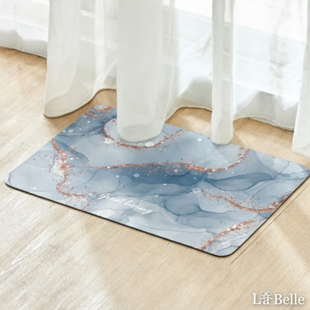 義大利La Belle《雨落光影》抗菌可水洗軟式珪藻土強效吸水地墊 60*39CM