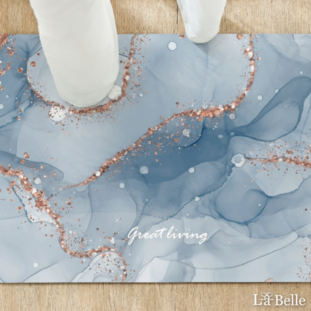 義大利La Belle《雨落光影》抗菌可水洗軟式珪藻土強效吸水地墊 60*39CM