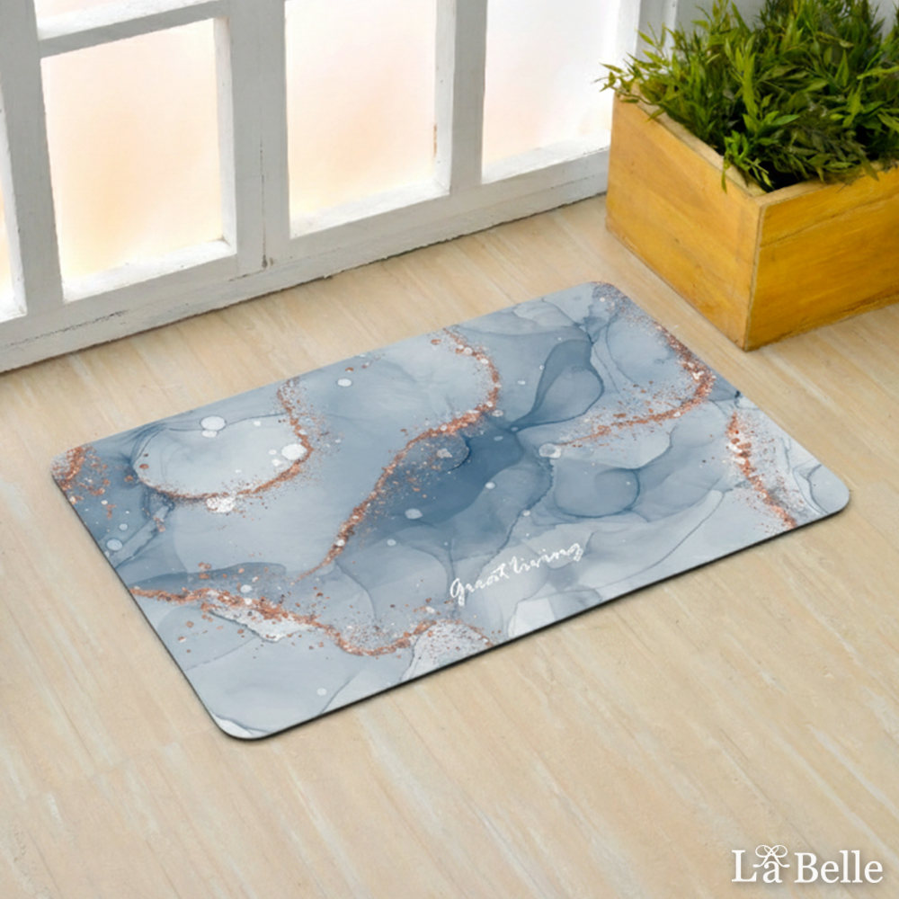 義大利La Belle《雨落光影》抗菌可水洗軟式珪藻土強效吸水地墊 60*39CM