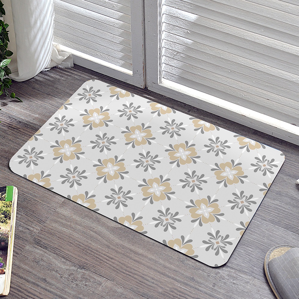 義大利La Belle《賽維亞花磚》抗菌可水洗軟式珪藻土強效吸水地墊 60*39CM