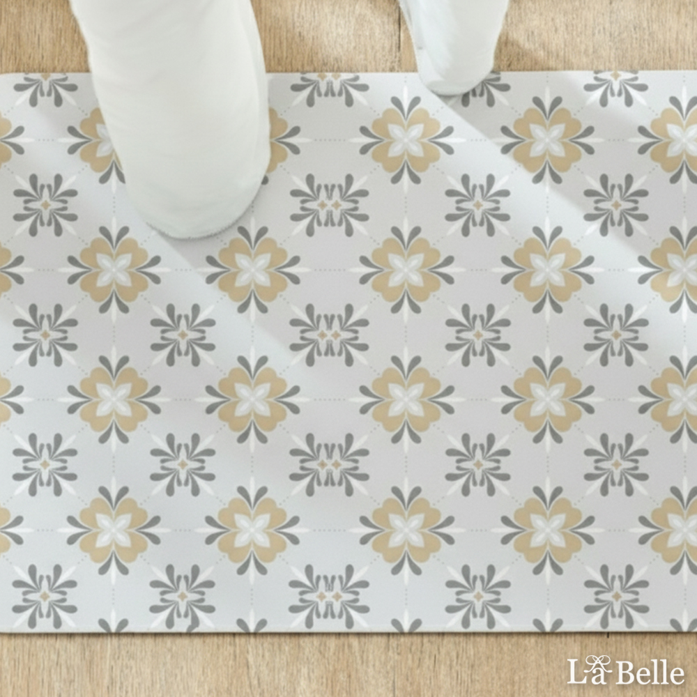 義大利La Belle《賽維亞花磚》抗菌可水洗軟式珪藻土強效吸水地墊 60*39CM