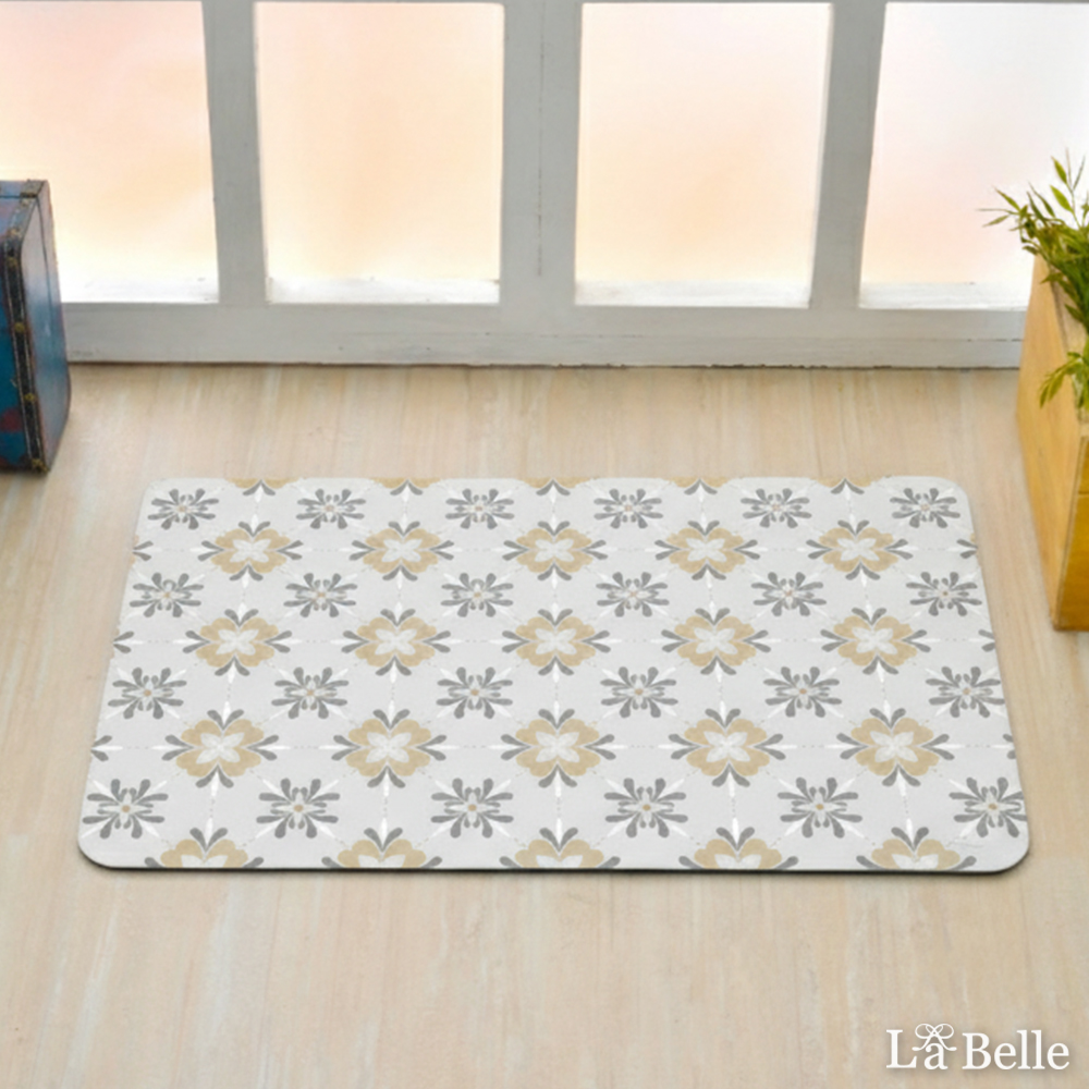義大利La Belle《賽維亞花磚》抗菌可水洗軟式珪藻土強效吸水地墊 60*39CM