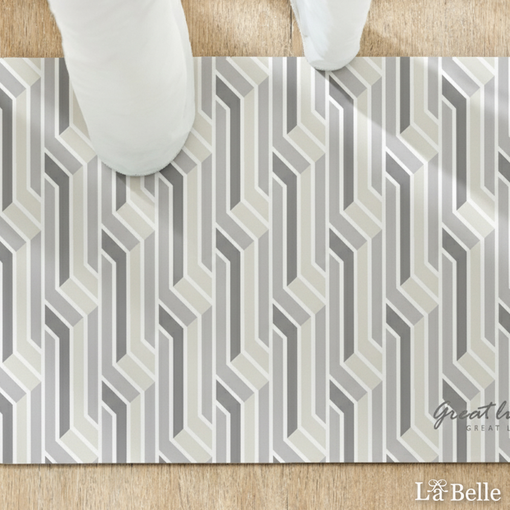 義大利La Belle《幾何直紋》抗菌可水洗軟式珪藻土強效吸水地墊 60*39CM
