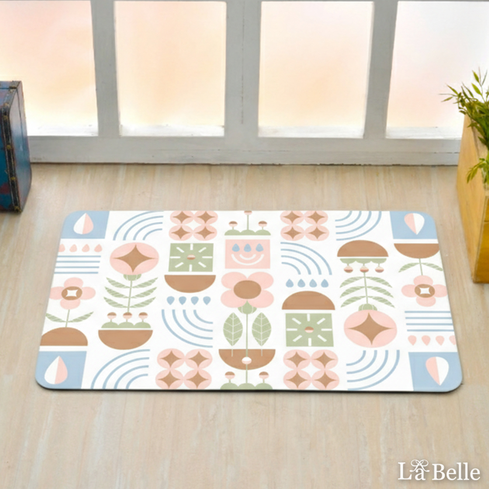 義大利La Belle《粉彩幾何》抗菌可水洗軟式珪藻土強效吸水地墊 60*39CM