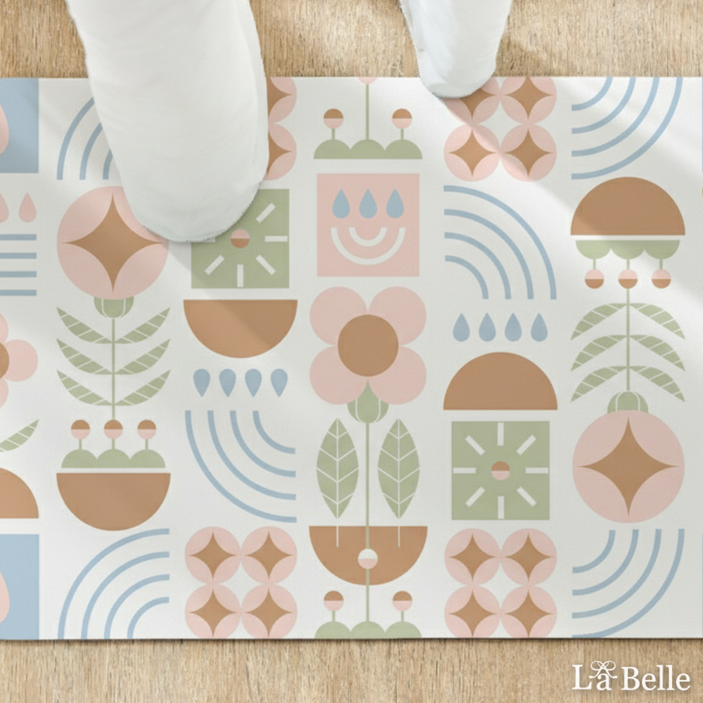義大利La Belle《粉彩幾何》抗菌可水洗軟式珪藻土強效吸水地墊 60*39CM