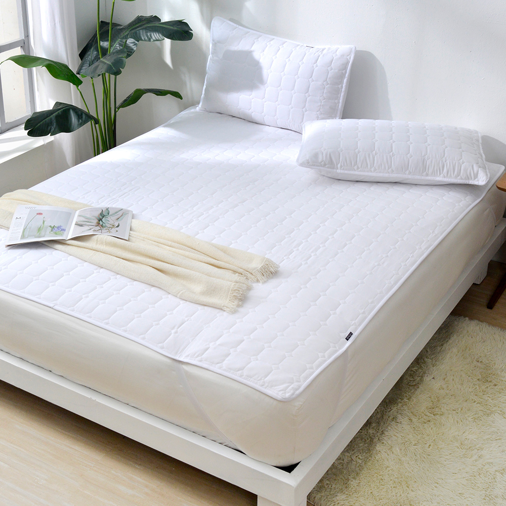 義大利La Belle《經典純白》防水防蟎舖棉平面式保潔墊--雙人