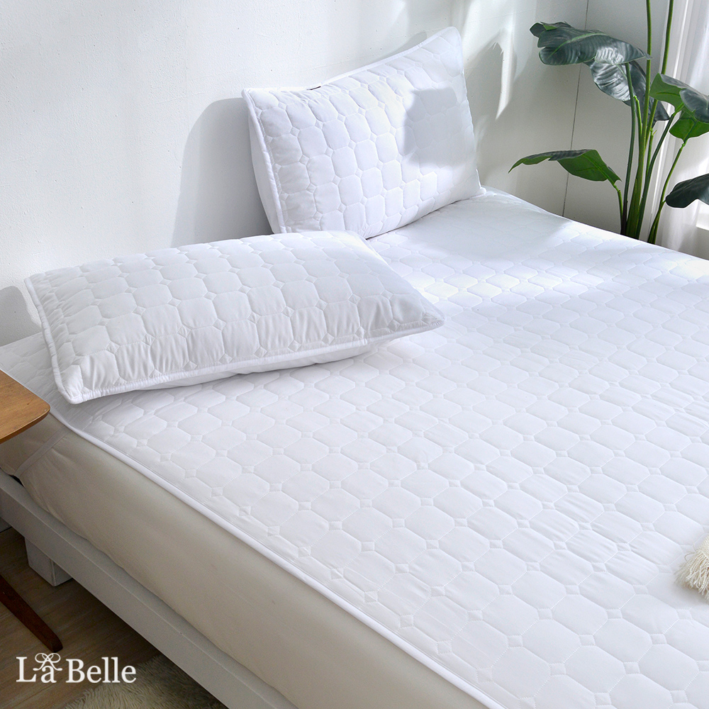 義大利La Belle《經典純白》防水防蟎舖棉平面式保潔墊--加大