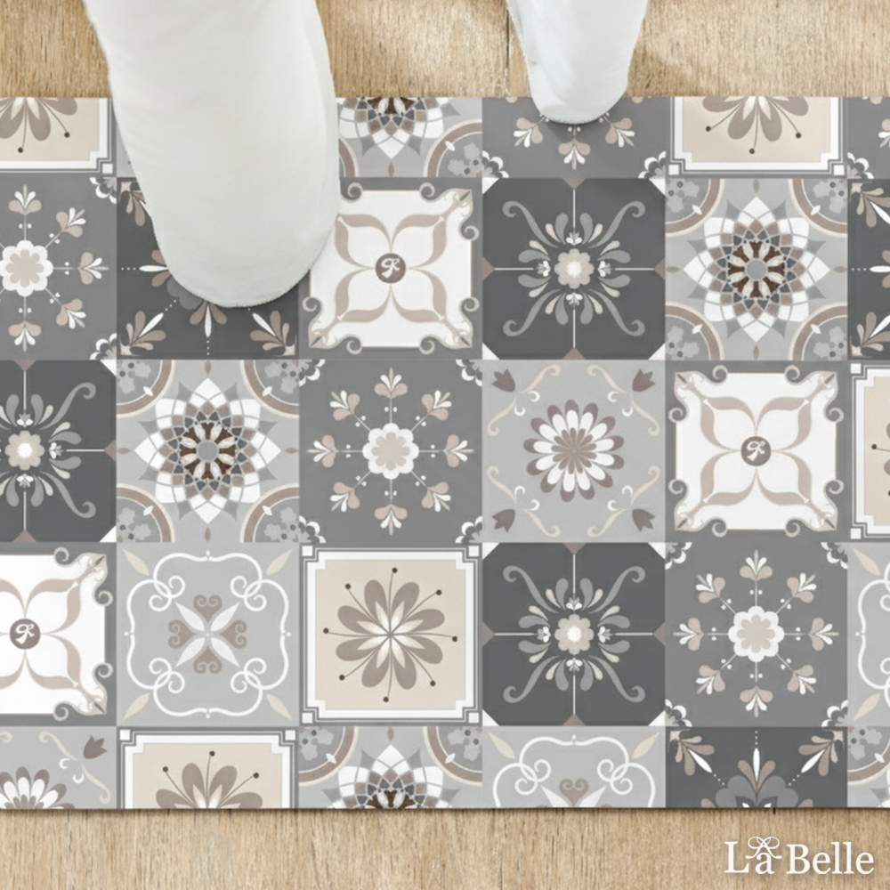 義大利La Belle《萬花筒花磚》抗菌可水洗軟式珪藻土強效吸水地墊 60*39CM