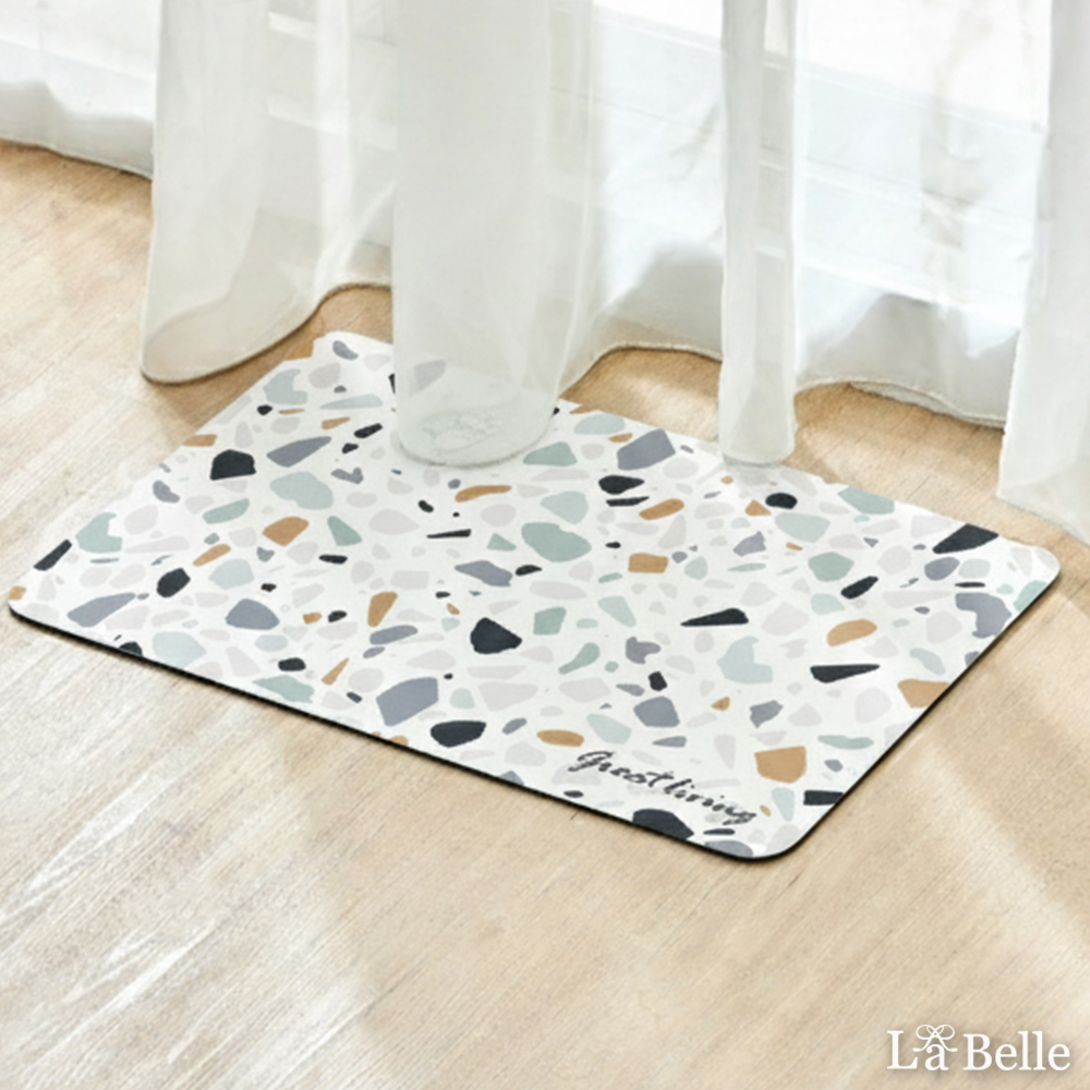 義大利La Belle《復古磨石》抗菌可水洗軟式珪藻土強效吸水地墊 60*39CM
