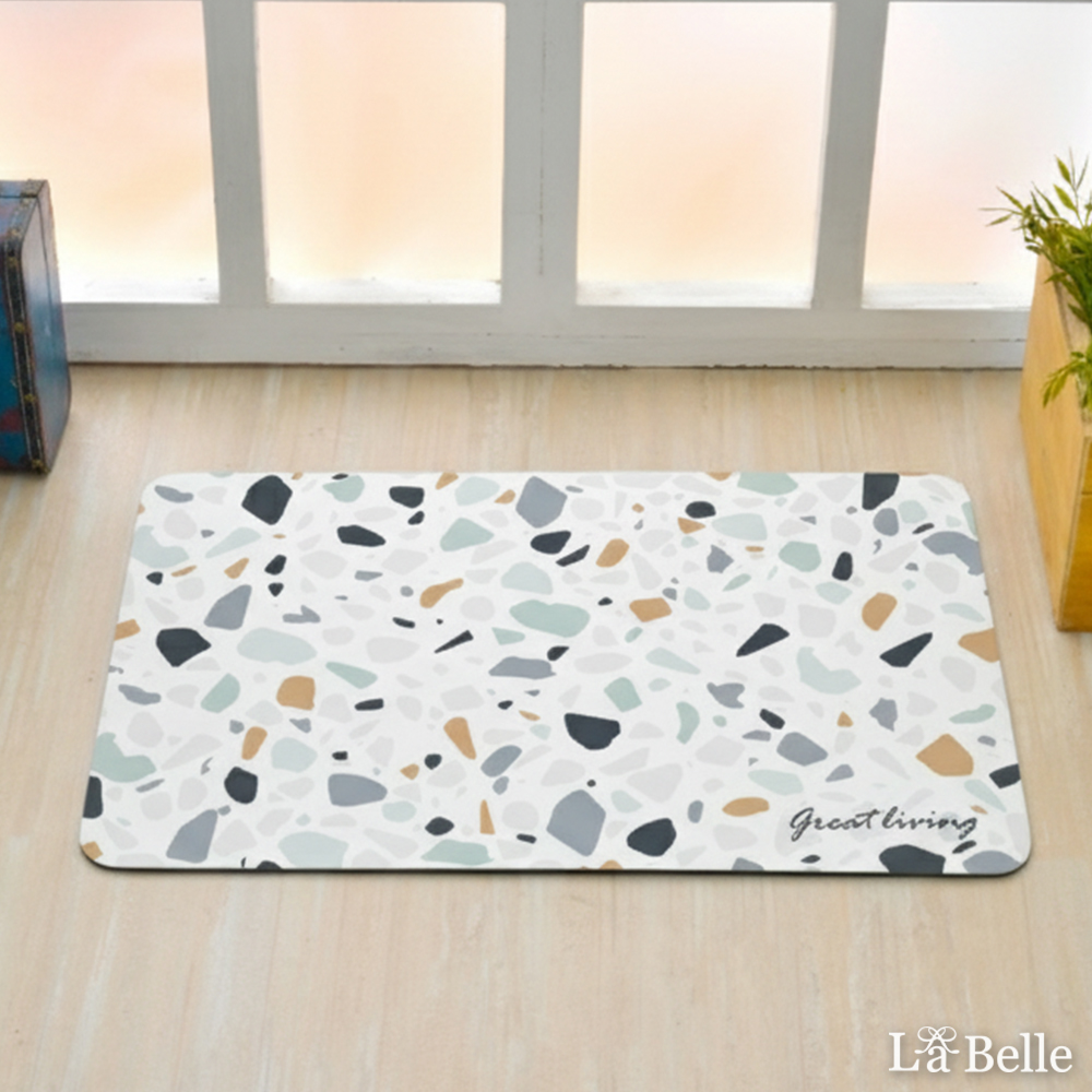 義大利La Belle《復古磨石》抗菌可水洗軟式珪藻土強效吸水地墊 60*39CM