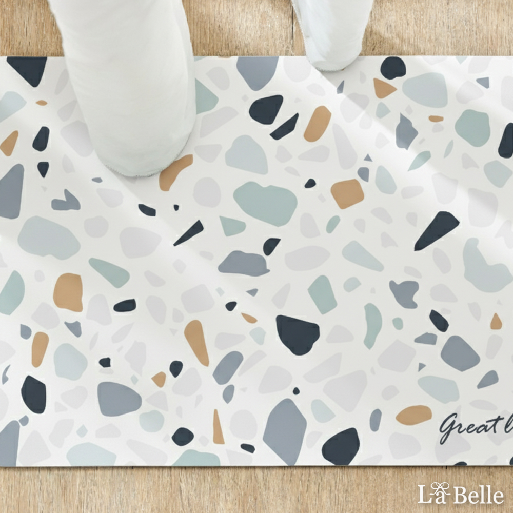 義大利La Belle《復古磨石》抗菌可水洗軟式珪藻土強效吸水地墊 60*39CM