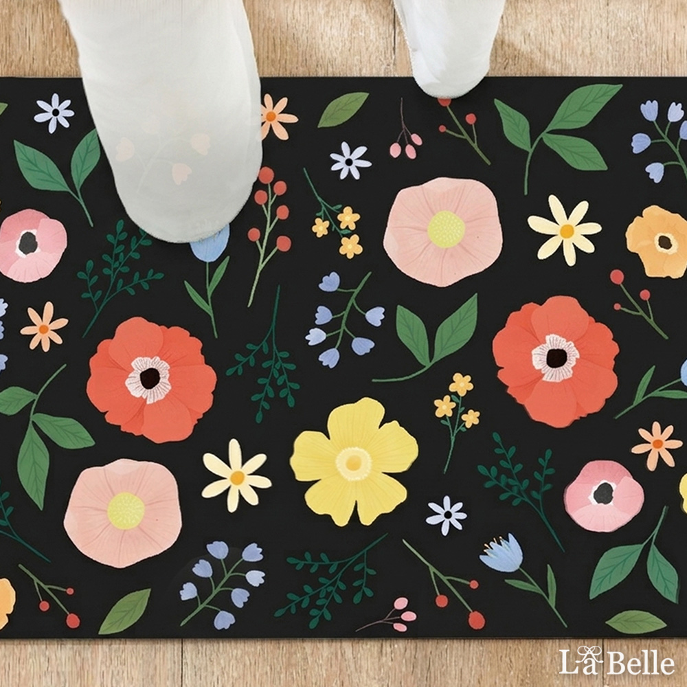義大利La Belle《花漾夜曲》抗菌可水洗軟式珪藻土強效吸水地墊 60*39CM