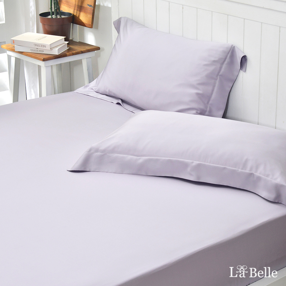 義大利La Belle《簡約純色》雙人天絲床包枕套組