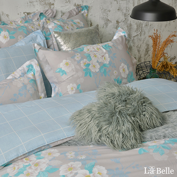 義大利La Belle《恬靜時光》雙人純棉防蹣抗菌吸濕排汗兩用被床包組